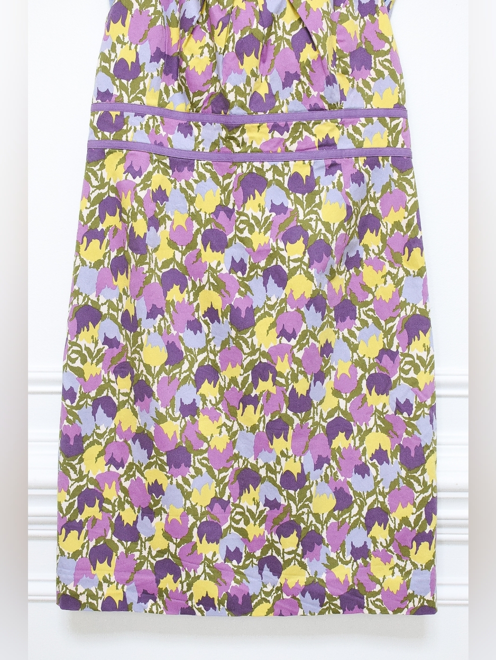Boden Valentine Tulip Dress Floral Sheath Midi Purple Sz 8 Pastel Coquette Retro - Picture 4 of 8